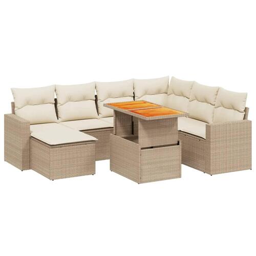 Sofasæt til haven 8 dele med hynder polyrattan beige