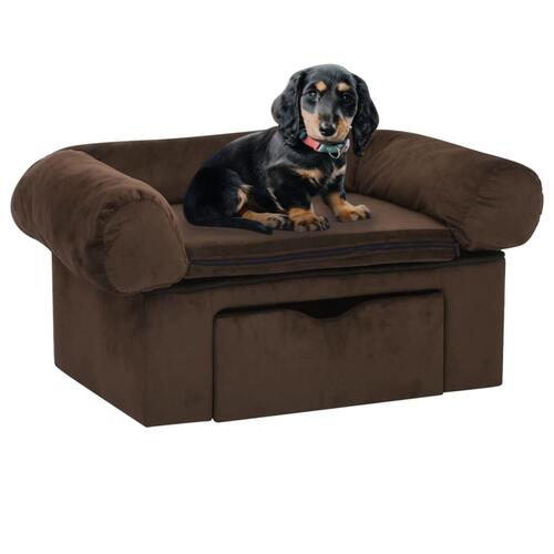 Hundesofa med skuffe 75x50x38 cm plys brun