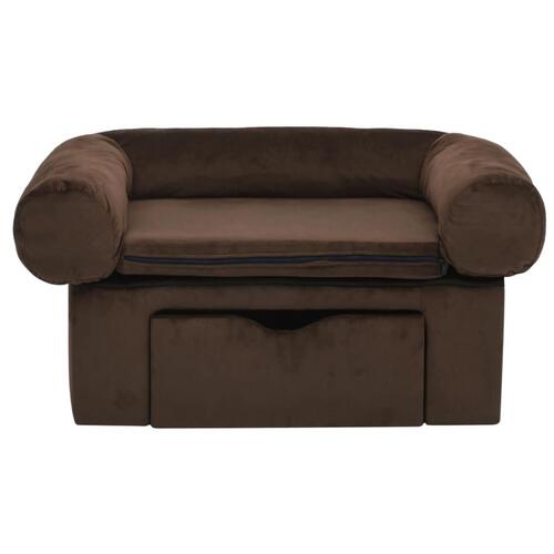 Hundesofa med skuffe 75x50x38 cm plys brun