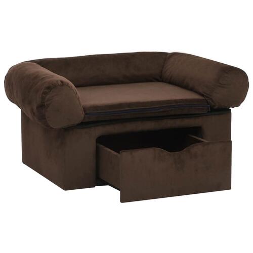 Hundesofa med skuffe 75x50x38 cm plys brun
