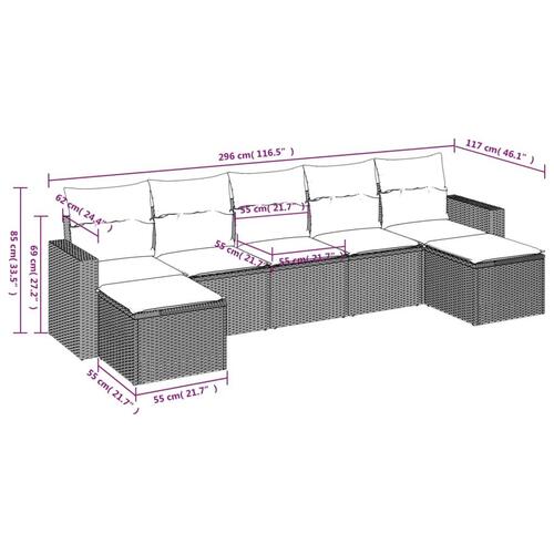 Sofasæt til haven 7 dele med hynder polyrattan beige