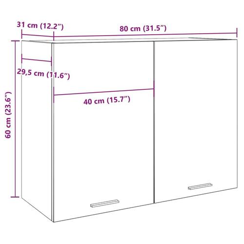 Vægskab 80x31x60 cm konstrueret træ betongrå