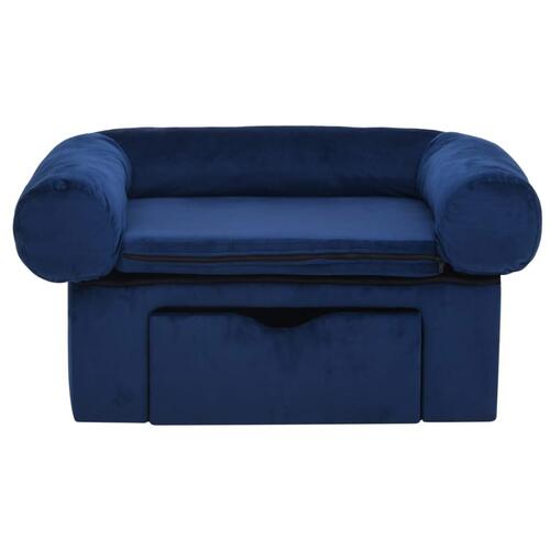 Hundesofa med skuffe 75x50x38 cm plys blå