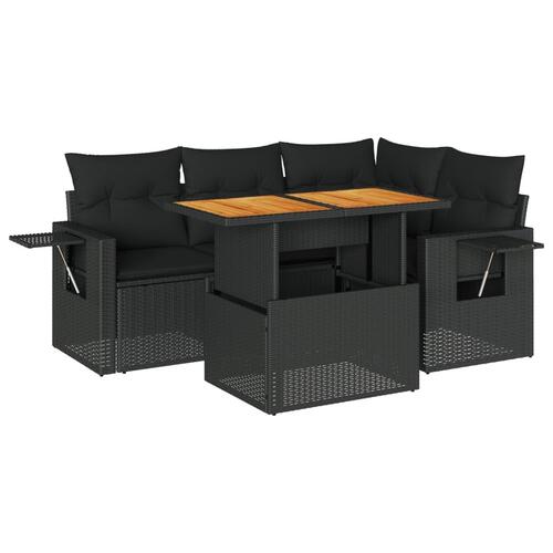Sofasæt til haven 5 dele med hynder polyrattan sort
