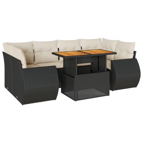 Sofasæt til haven 7 dele med hynder polyrattan sort