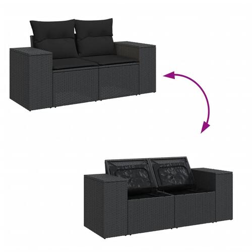 Sofasæt til haven 5 dele med hynder polyrattan sort
