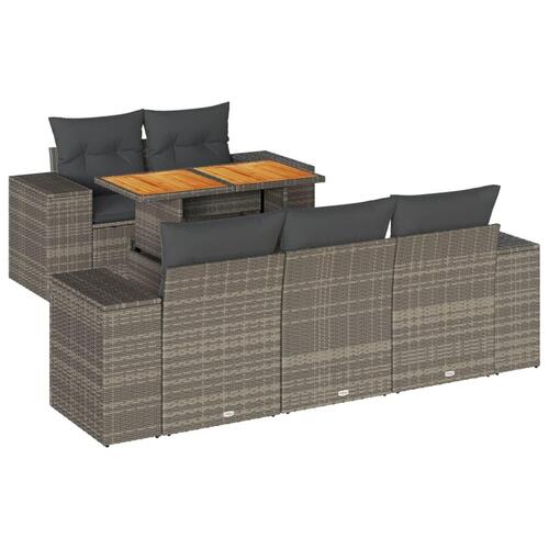 Sofasæt til haven 6 dele med hynder polyrattan grå