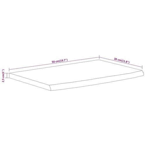 Væghylde 50x30x2,5 cm rektangulær massivt akacietræ