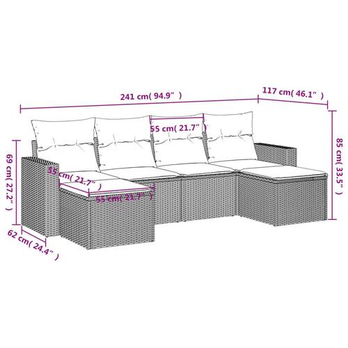 Sofasæt til haven 6 dele med hynder polyrattan beige