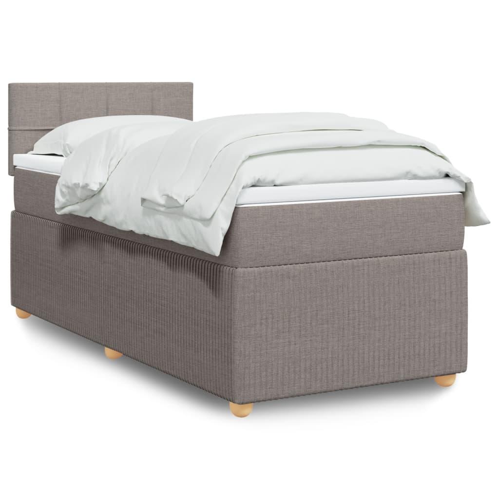 Kontinentalseng 80x200 cm med madras og topmadras - stof, gråbrun billede