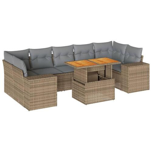 Sofasæt til haven 8 dele med hynder polyrattan beige