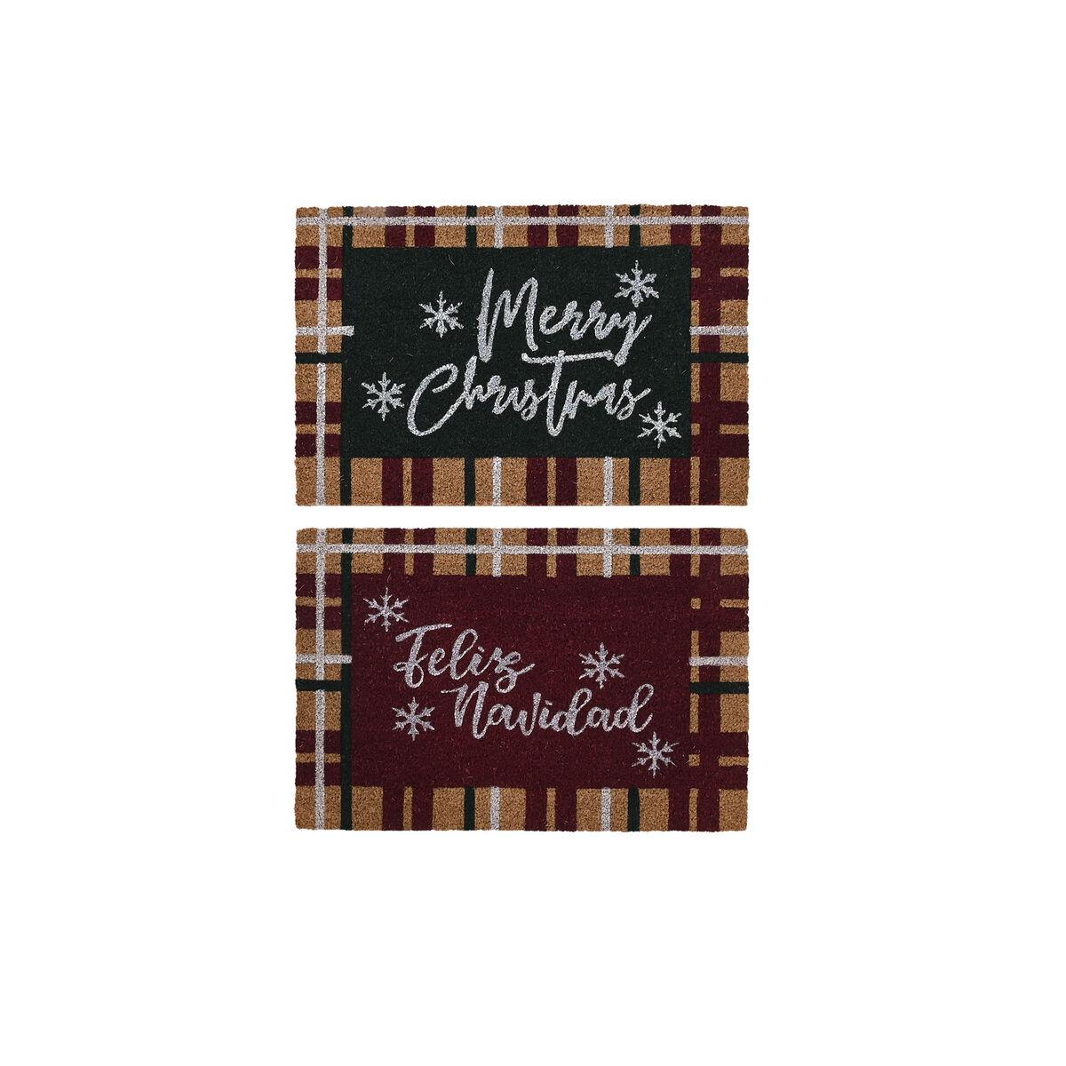 Dørmåtte i PVC og kokosfiber, 60 × 40 cm, 2 stk - hvid/brun/rød/grøn