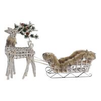 Julepynt Rensdyr Hvid Brun flet 58 x 30 x 30 cm (3 Dele)