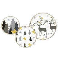 Spisestel Hvid Grå Gylden Porcelæn Rensdyr Jul 18 Dele 27 x 27 x 2 cm