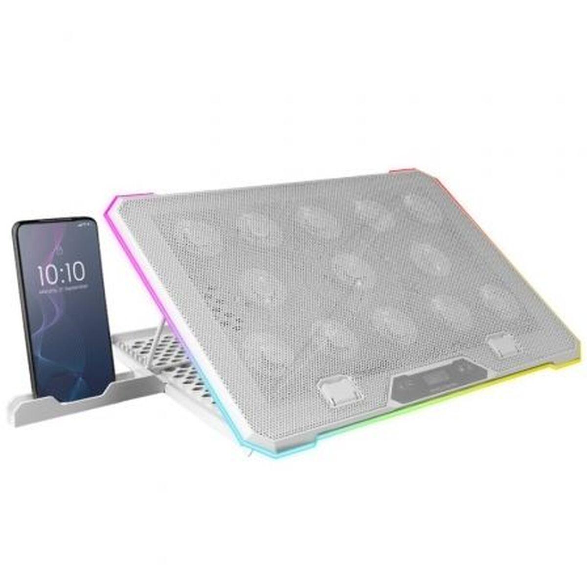 Mars Gaming MNBC13W laptopkøler - hvid, justerbar med LCD