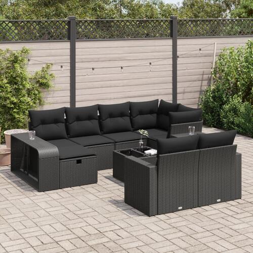 Sofasæt til haven 11 dele med hynder polyrattan sort