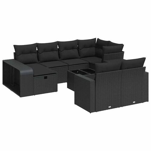 Sofasæt til haven 11 dele med hynder polyrattan sort