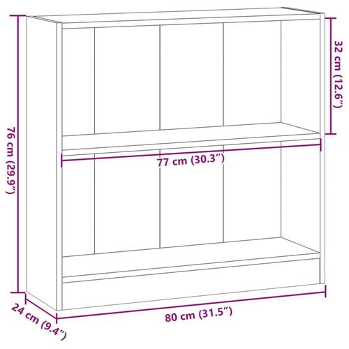 Bogreol 80x24x76 cm konstrueret træ egetræsfarve