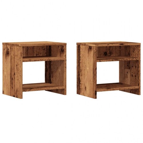 Sengeborde 2 stk. - 40×30×40 cm i konstrueret træ, gammelt trælook
