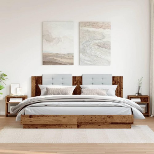 Sengeborde 2 stk. - 40×30×40 cm i konstrueret træ, gammelt trælook
