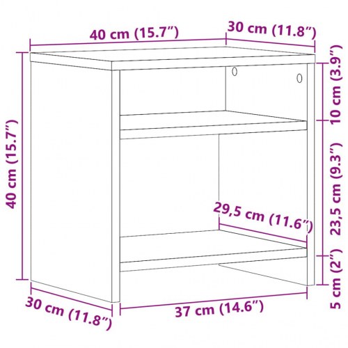 Sengeborde 2 stk. - 40×30×40 cm i konstrueret træ, gammelt trælook