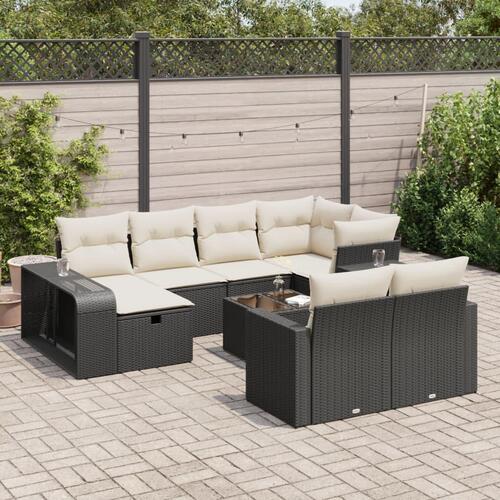 Sofasæt til haven 11 dele med hynder polyrattan sort