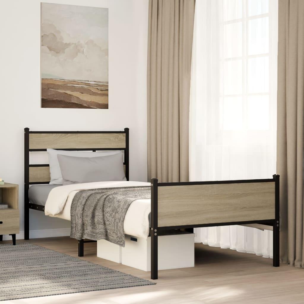 Sengeramme 107x200 cm uden madras konstrueret træ sonoma-eg billede