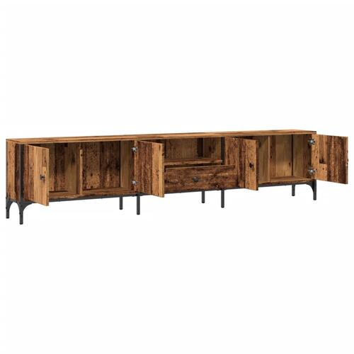 Tv-bord med skuffe 200x25x44 cm konstrueret træ antikt træ