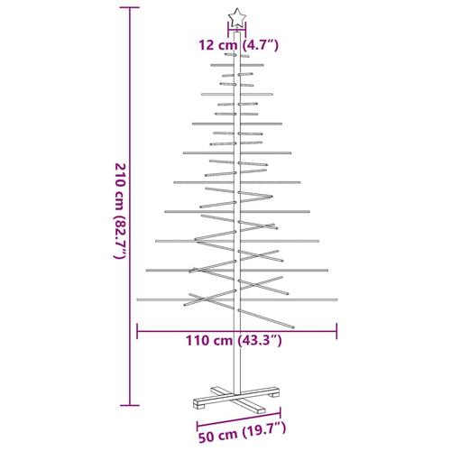 Dekorativt juletræ 210 cm massivt fyrretræ