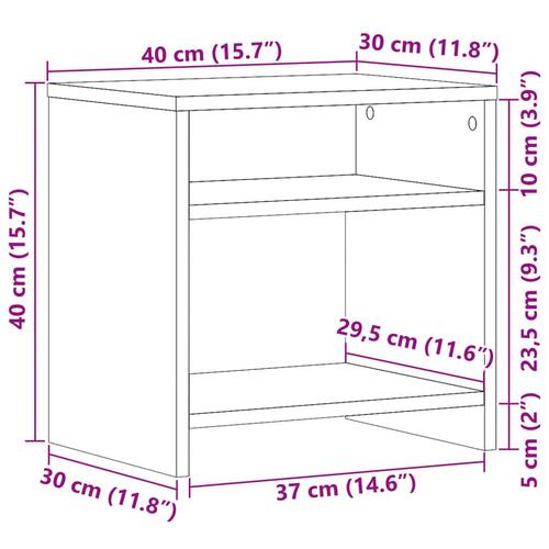Sengebord 40x30x40 cm konstrueret træ kunsteg