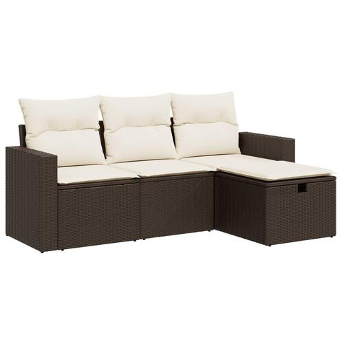 Sofasæt til haven 4 dele med hynder polyrattan brun