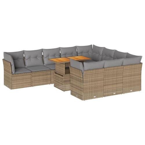 Sofasæt til haven 11 dele med hynder polyrattan beige