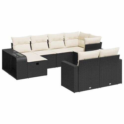 Sofasæt til haven 10 dele med hynder polyrattan sort
