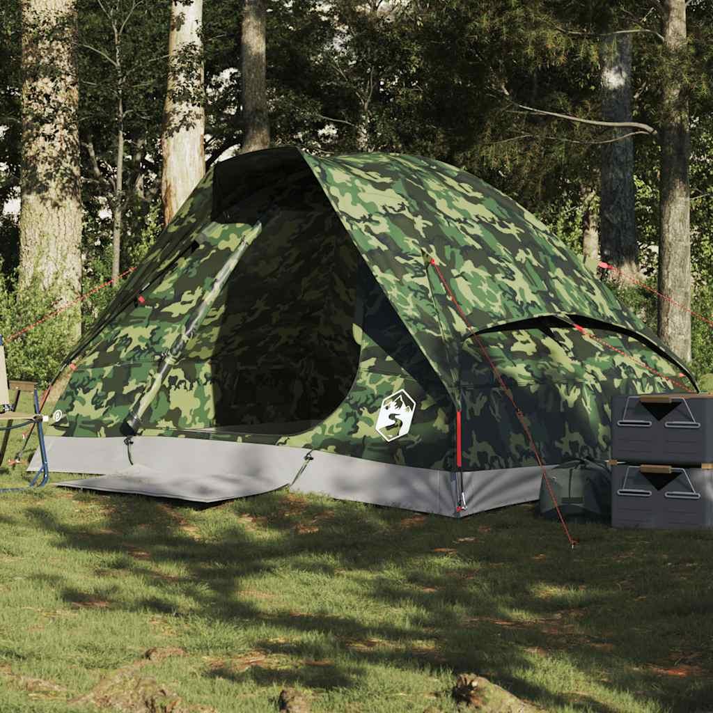 2-personers campingtelt vandafvisende kuppel camouflage