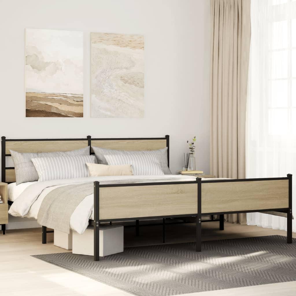 Sengeramme i metal med gavl 183×213 cm - sonoma-eg billede