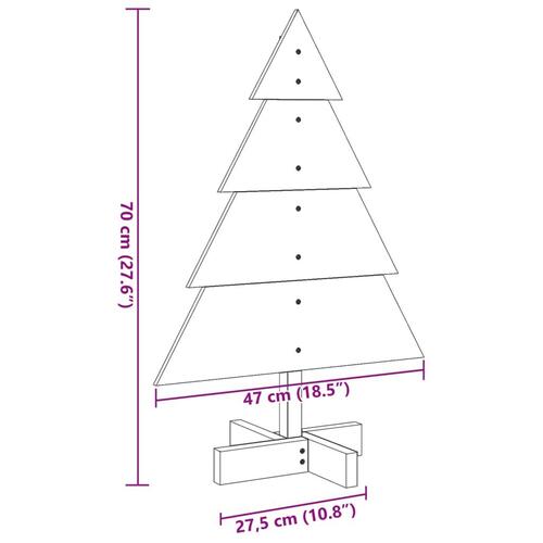 Dekorativt juletræ til pynt 70 cm massivt træ