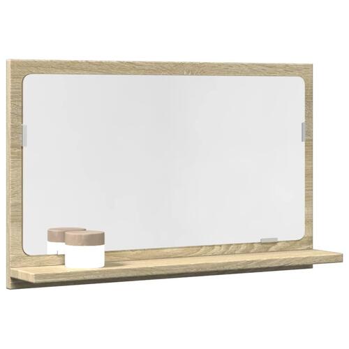 Badeværelsesskab m. spejl 60x11x37 cm konstrueret træ sonoma-eg