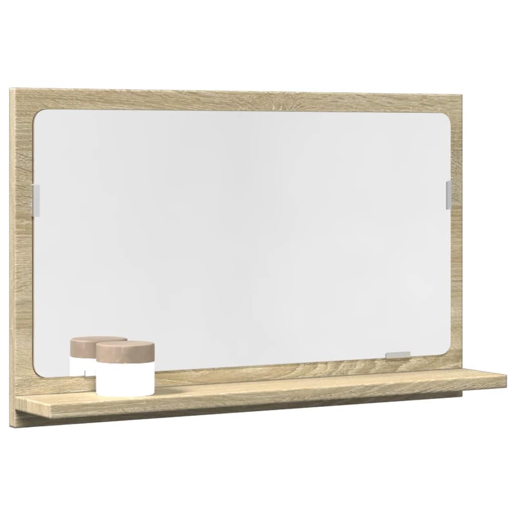 Badeværelsesskab m. spejl 60x11x37 cm konstrueret træ sonoma-eg