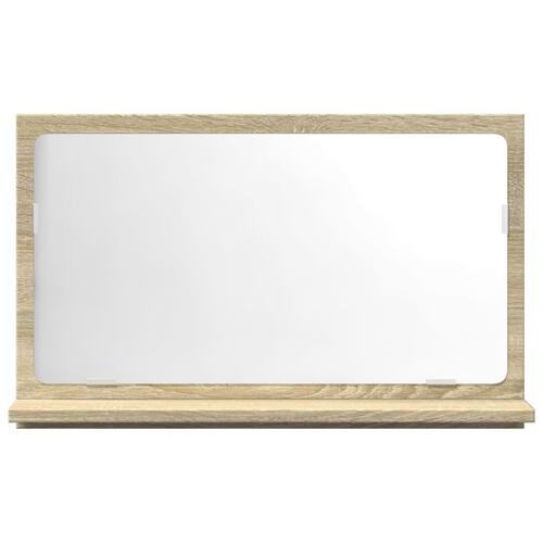 Badeværelsesskab m. spejl 60x11x37 cm konstrueret træ sonoma-eg