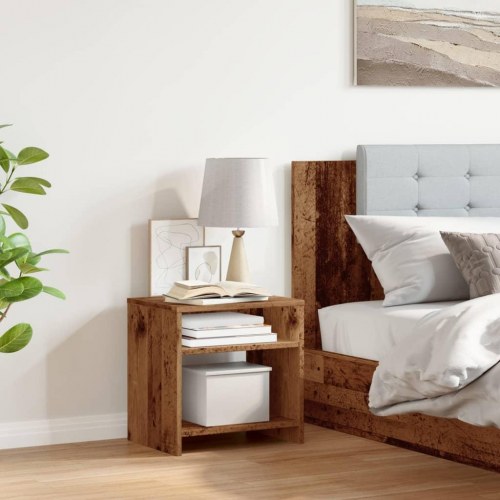 Sengebord 40×30×40 cm i konstrueret træ - gammelt trælook