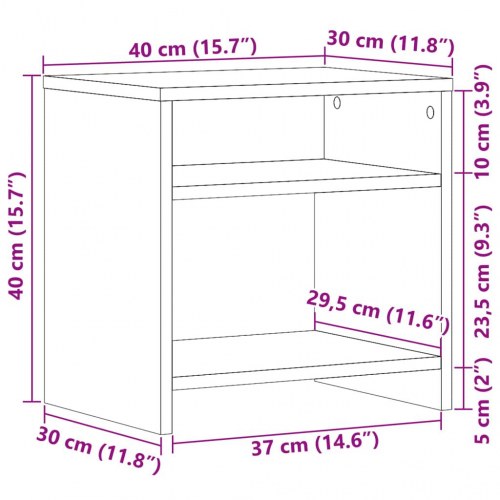 Sengebord 40×30×40 cm i konstrueret træ - gammelt trælook