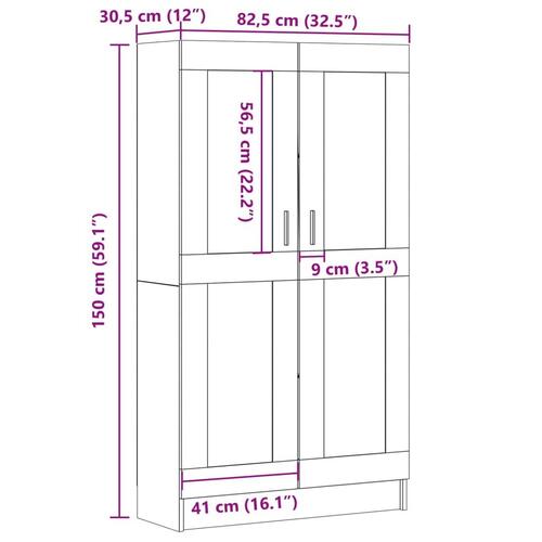 Bogskab 82,5x30,5x150 cm konstrueret træ kunsteg