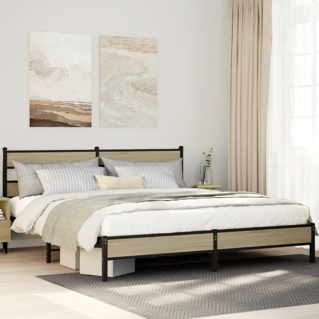 Sengeramme uden madras 200x200 cm metal sonoma-eg billede