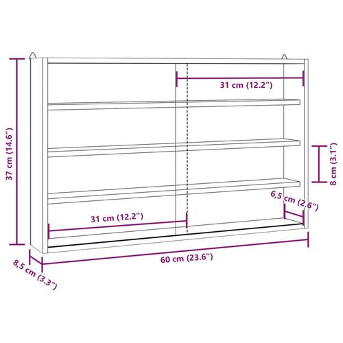 Displayskab med låger 60x8,5x37 cm