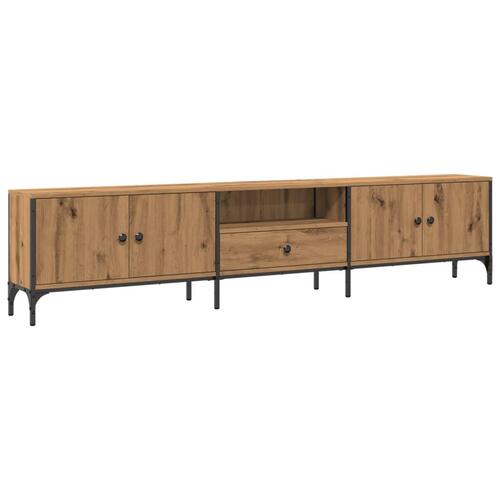 Tv-bord med skuffe 200x25x44 cm konstrueret træ kunsteg