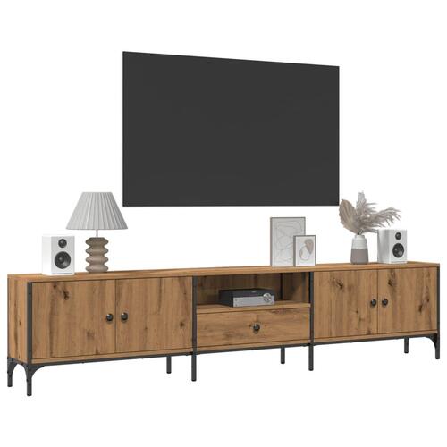 Tv-bord med skuffe 200x25x44 cm konstrueret træ kunsteg