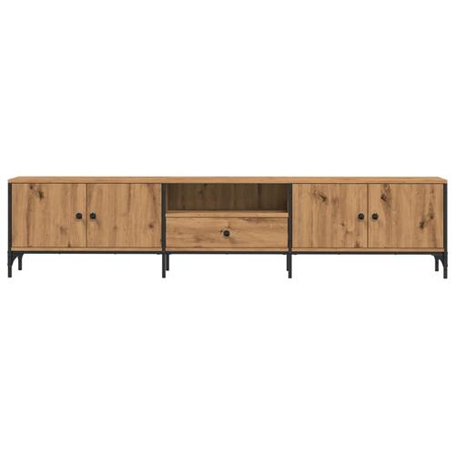 Tv-bord med skuffe 200x25x44 cm konstrueret træ kunsteg