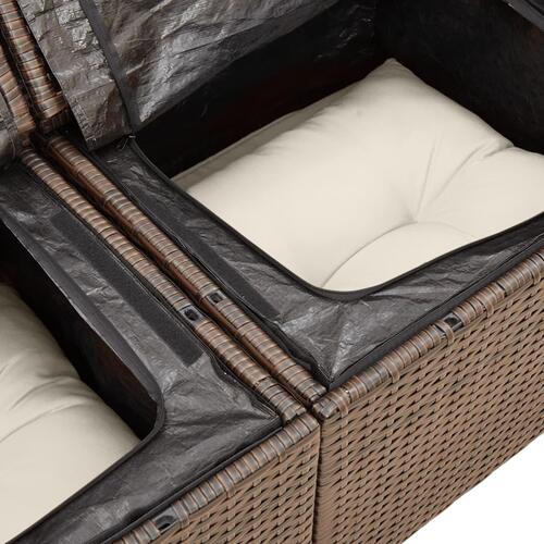 Sofasæt til haven 5 dele med hynder polyrattan brun