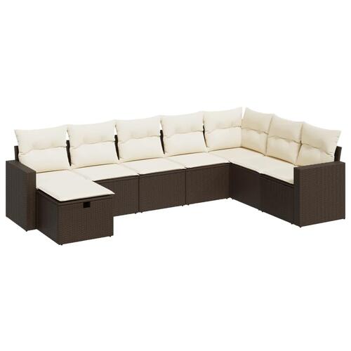 Sofasæt til haven 8 dele med hynder polyrattan brun