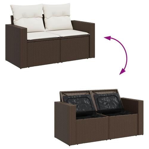 Sofasæt til haven 8 dele med hynder polyrattan brun